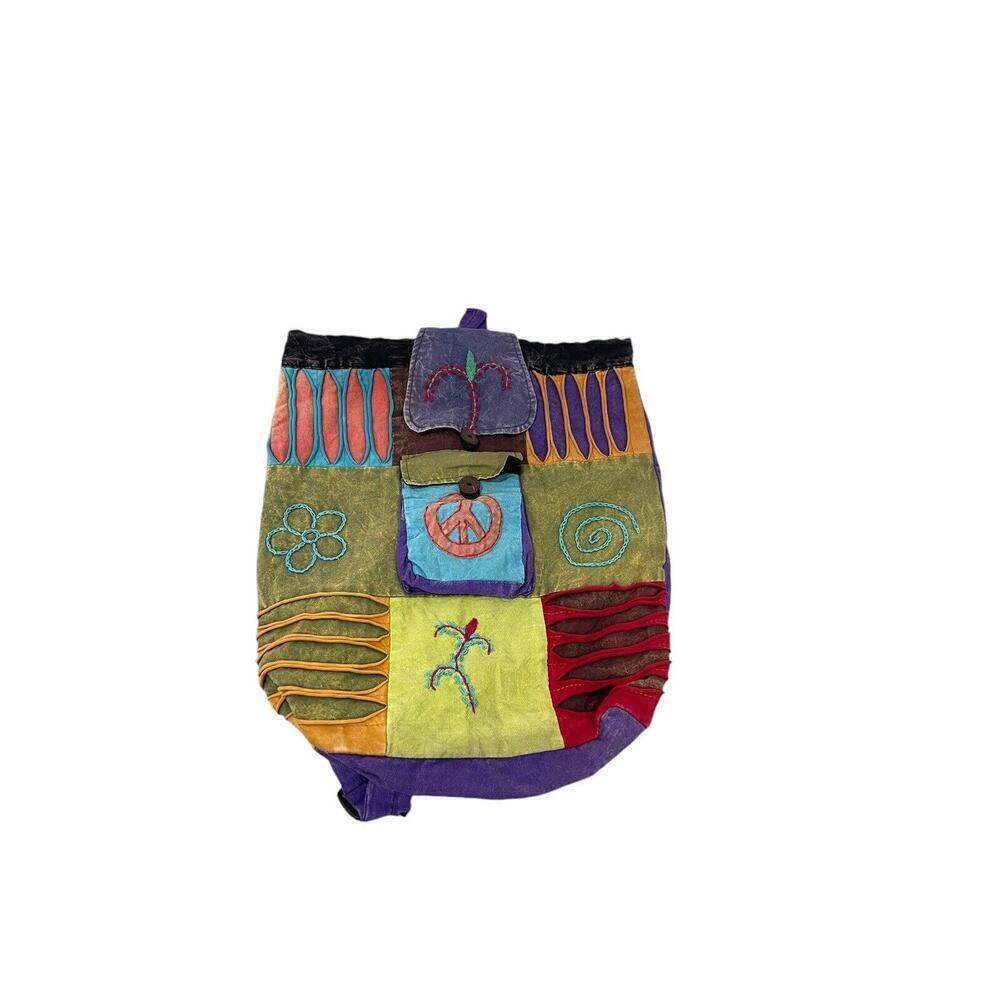 Rising International Colorful Art To Wear Cotton Fabric Backpack Festival Rave